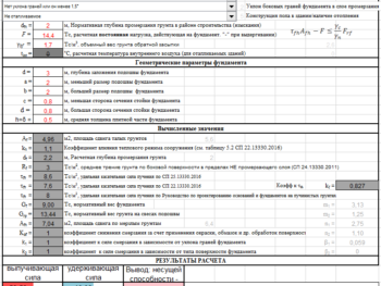 Расчет фундамента на воздействие морозного пучения